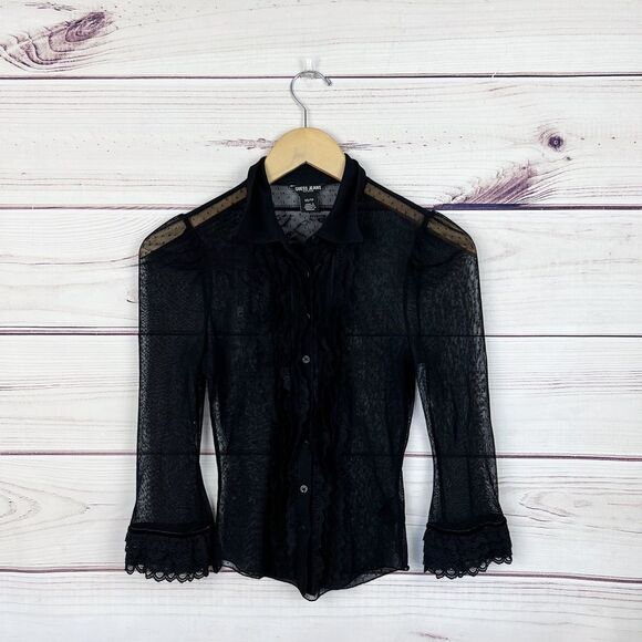 GUESS JEANS Vintage Polka Dot Frilly Blouse Size XS - Picture 3 of 6